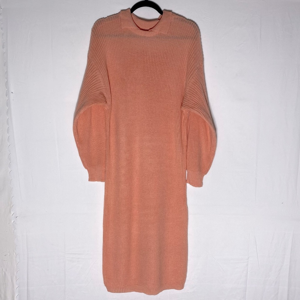 Vintage Tradition Sears Coral Long Sleeve Mock Neck Sweater Dress 10 Cottagecore